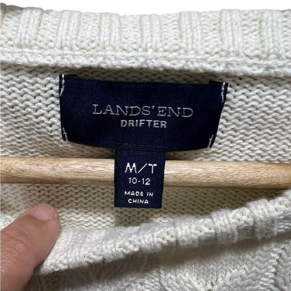 Land's End Womens Size M Cream CableKnit Cozy Sweater - Picture 3 of 6